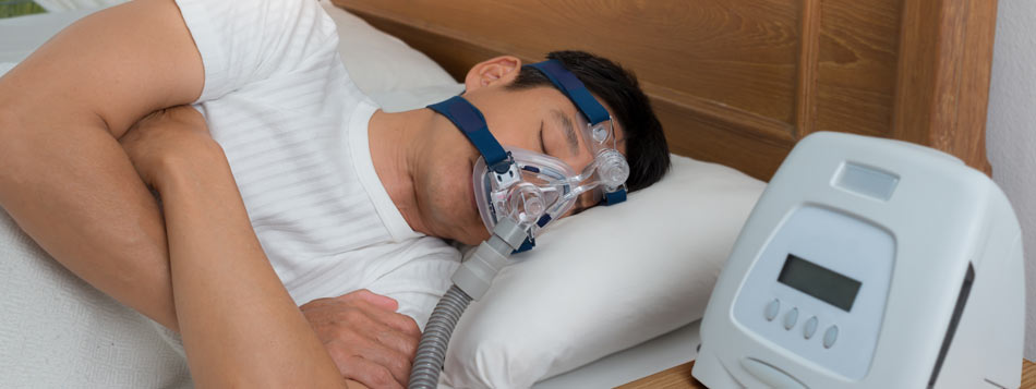 Man wearing CPAP mask