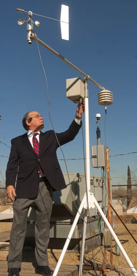 Dr Bray with pollen sensing equipment